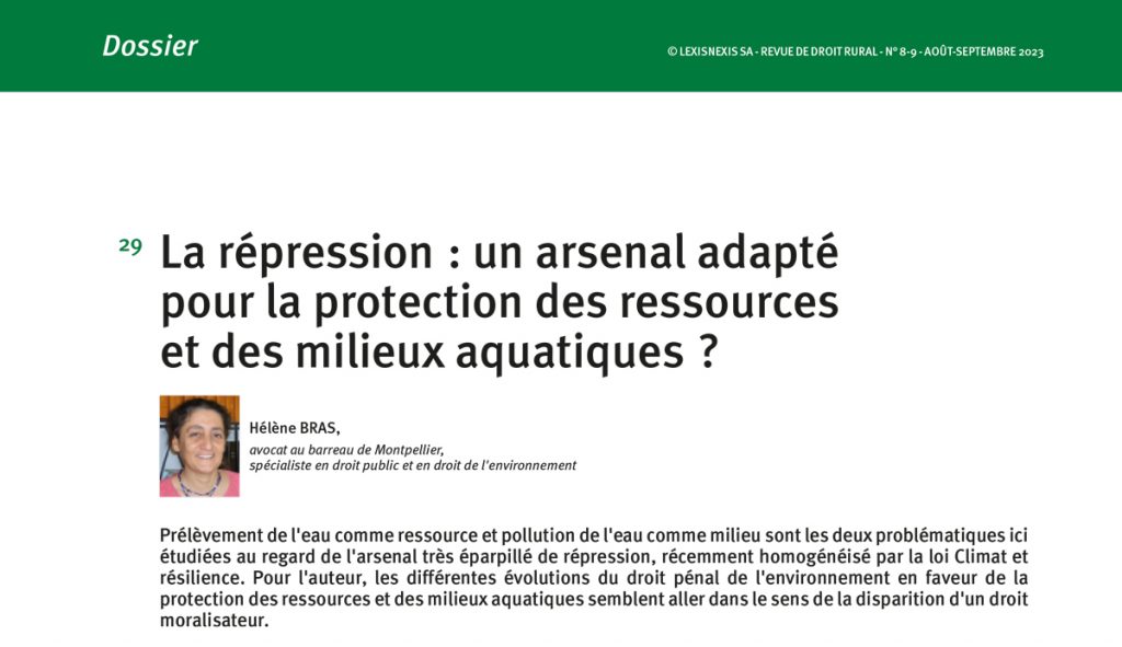 Pollution des milieux aquatiques - Droit rural et de l'environnement